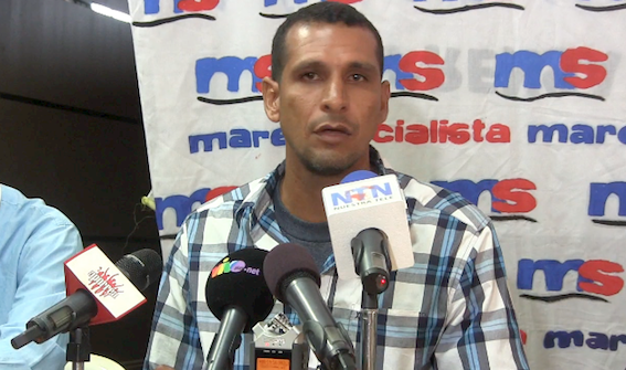 Aldemaro Sanoja, de Barinas, en la rueda de prensa de Marea Socialista
