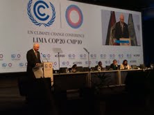 El canciller venezolano Rafael Ramírez, en la 20° Conferencia de las Partes de la Convención de Naciones Unidas sobre Cambio Climático