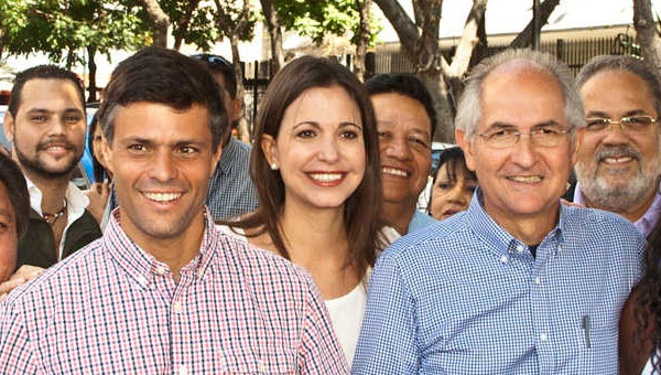 Algunos activistas del golpe suave en Venezuela: Leopoldo López (izq), María Corina Machado y Antonio Ledezma