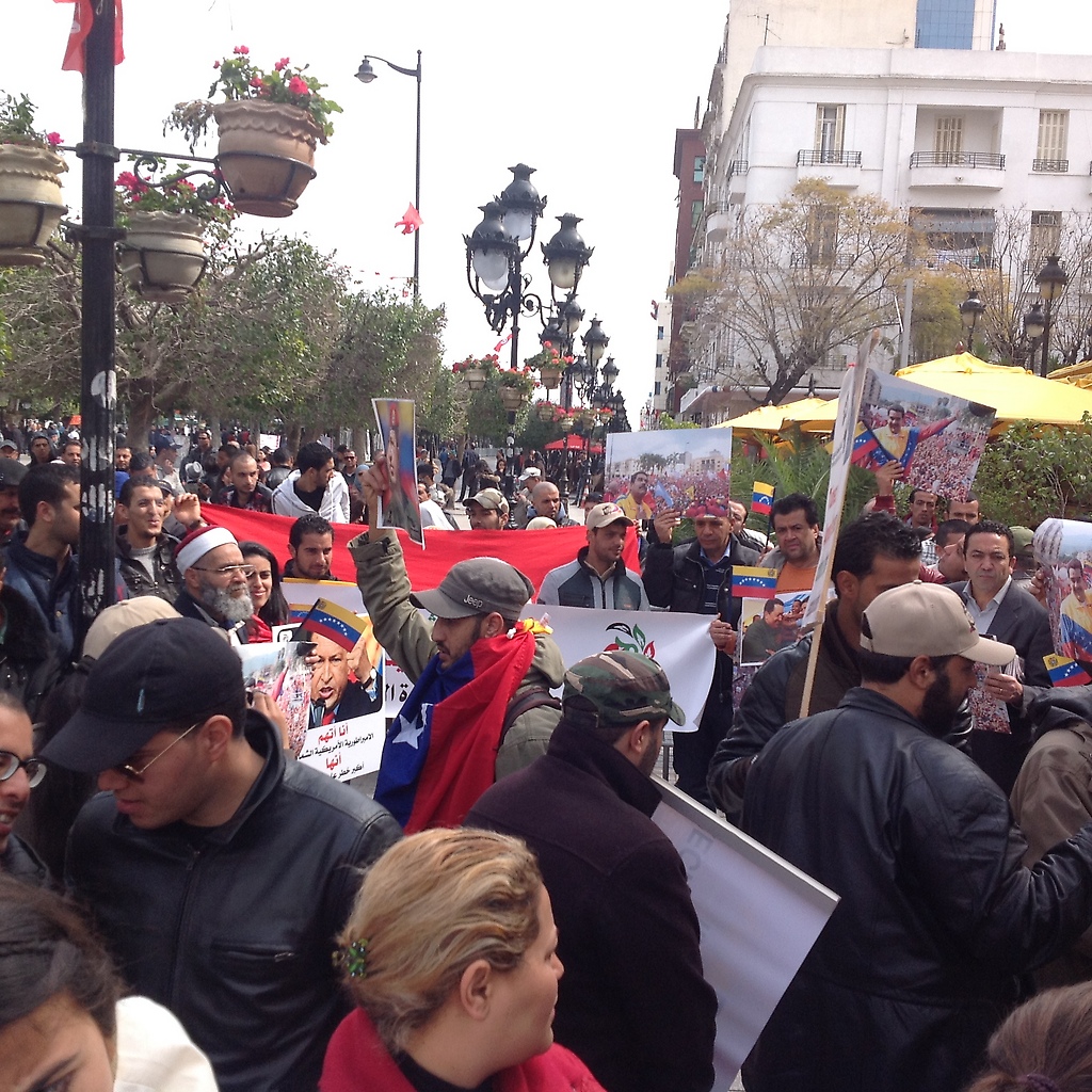 Marcha antiimperialista en Túnez en solidaridad con Venezuela.