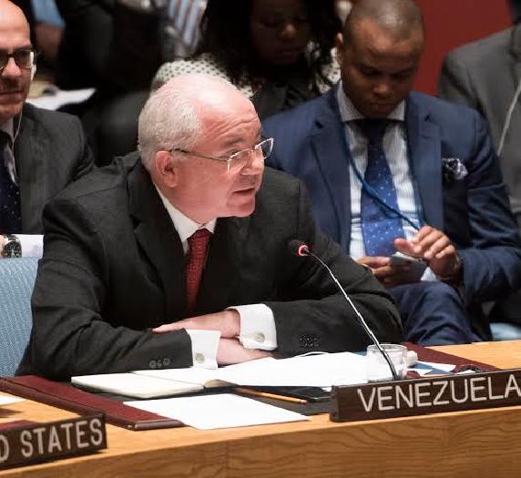El ex-embajador Rafael Ramírez en una  Sesión del consejo de Seguridad de la ONU