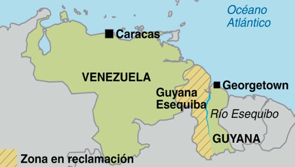 Mapa de Venezuela y Guyana