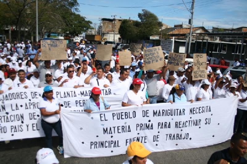 Marcha de los trabajadores de la pesca en Cumaná