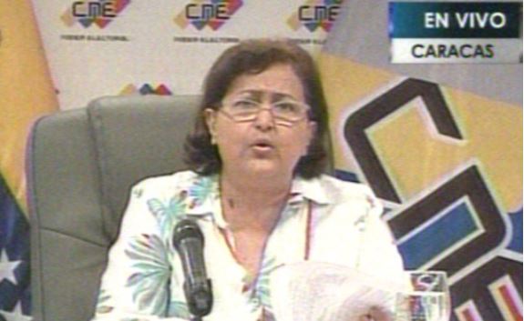 Tibisay Lucena, presidenta del Centro Nacional Electoral (CNE)