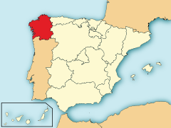 Ubicación de Galicia, al noroeste de España y norte de Portugal, en la Península Ibérica, Europa