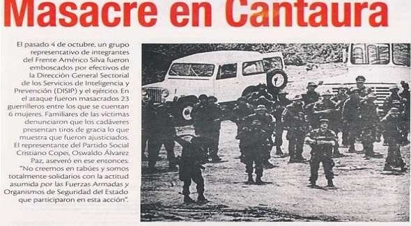 A los 33 años de la Masacre de Cantaura, nota de prensa de ese entonces