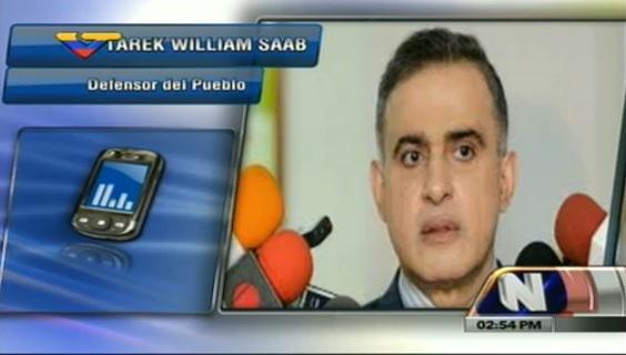 Defensor del Pueblo, Tarek William Saab, en pantalla de televisión