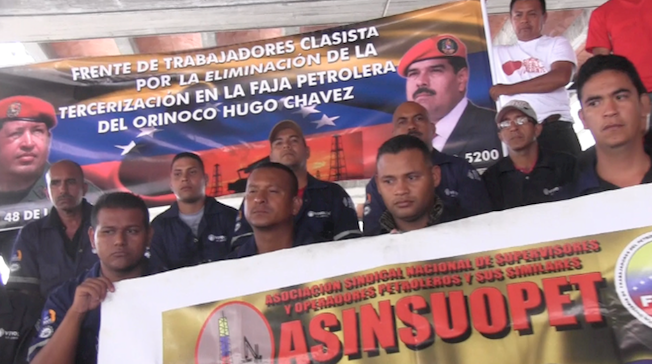 Jóvenes trabajadores petroleros con su fe puesta en el destino de la patria se vinieron a Caracas a mostrar su respaldo a la Revolución Bolivariana