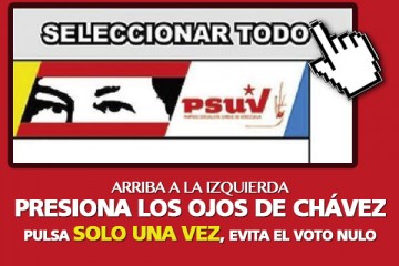 Muchos electores presionaron los ojos de Chávez y esto no emitía los votos pues lo que había que oprimir era "seleccionar todo".
