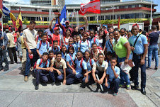 Miembros de la comunidad afrodescendiente que marcharon hasta las inmediaciones del Palacio de Miraflores en Caracas