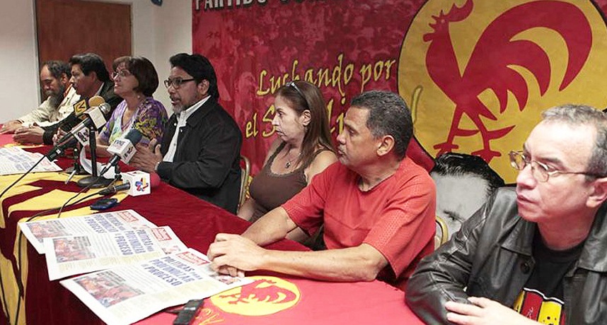 El Buró Político del Partido Comunista de Venezuela en plena en rueda de prensa