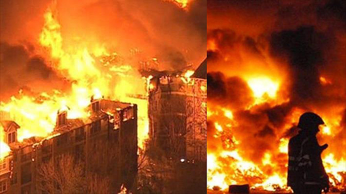 Bomberos intentan extinguir un gran incendio provocado en la provincia occidental turca de Esmirna, 25 de julio de 2016.