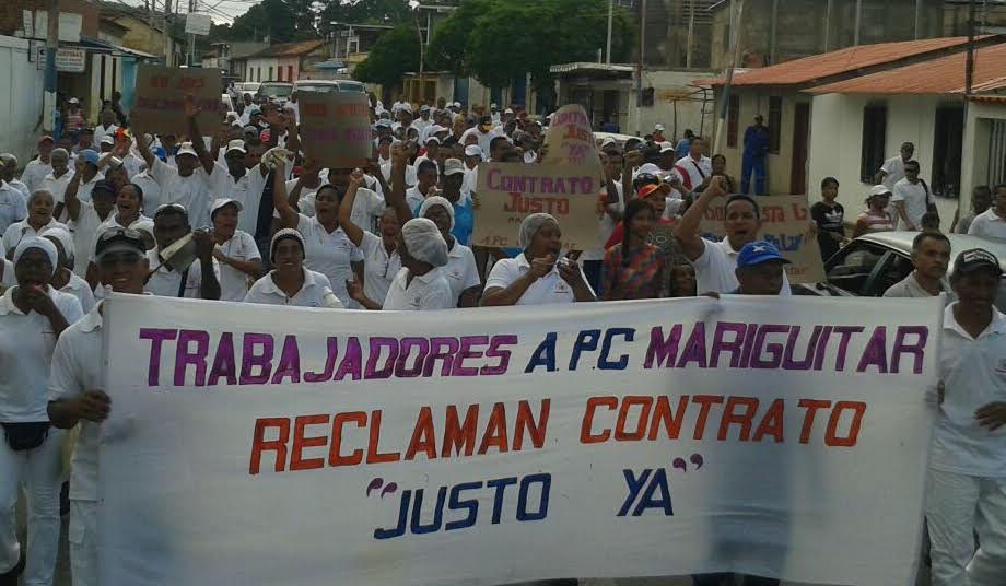 Marcha de los trabajadores de Polar en Sucre