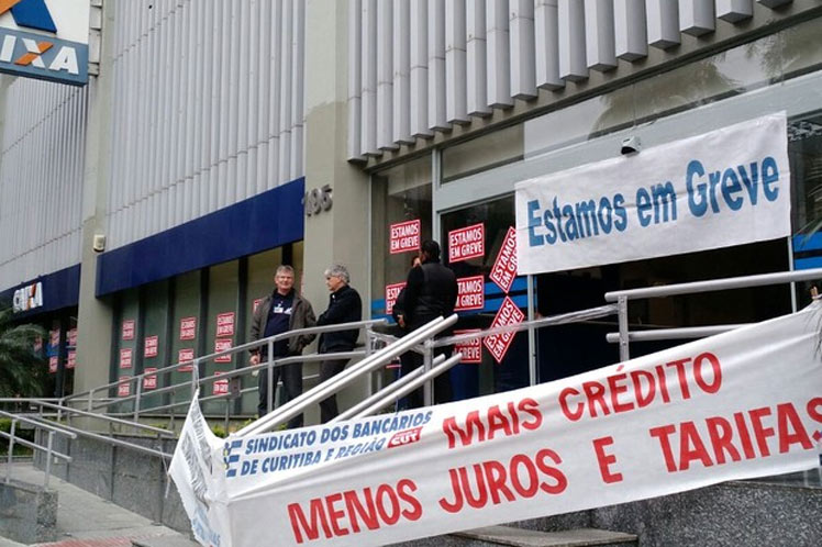 Huelga de trabajadores bancarios en Brasil