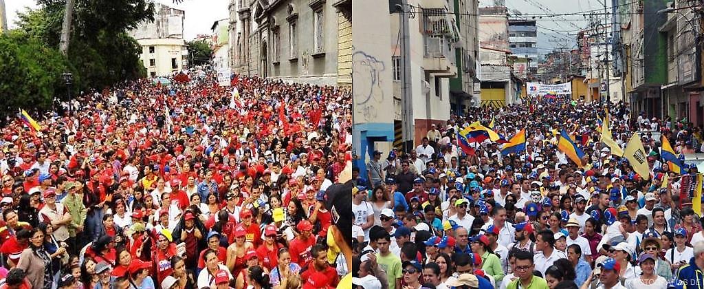 Aquí dos aspectos significativos de la "marea roja" y la marcha de la derecha regional, que hoy colmaron en paz las calles de la ciudad de Mérida.
