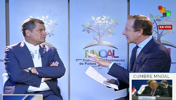 Rafael Correa entrevistado por TeleSur
