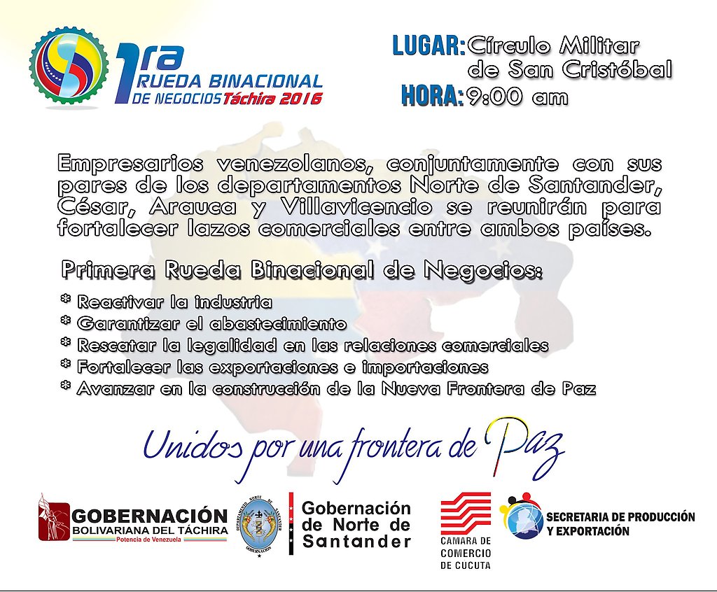 1ª Rueda Binacional de Negocios 2016, que se celebra en el Táchira