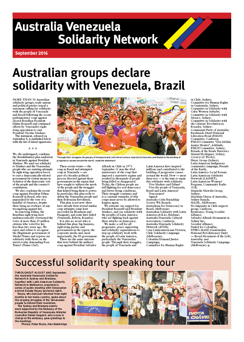 Periódico de la Red de Solidaridad Australia-Venezuela (AVSN)