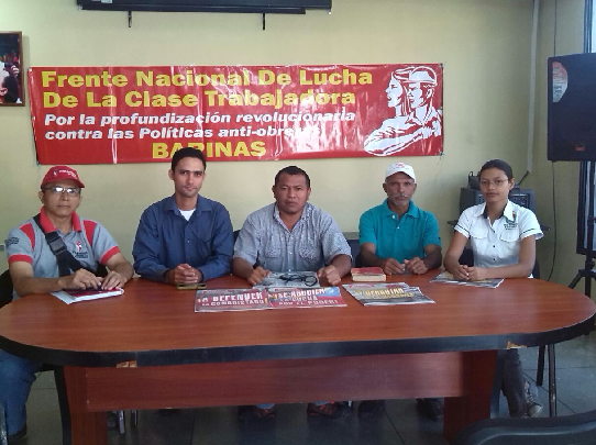Frente Nacional de Lucha de la Clase Trabajadora (FNLCT)  y su vocero José Especier en rueda de prensa