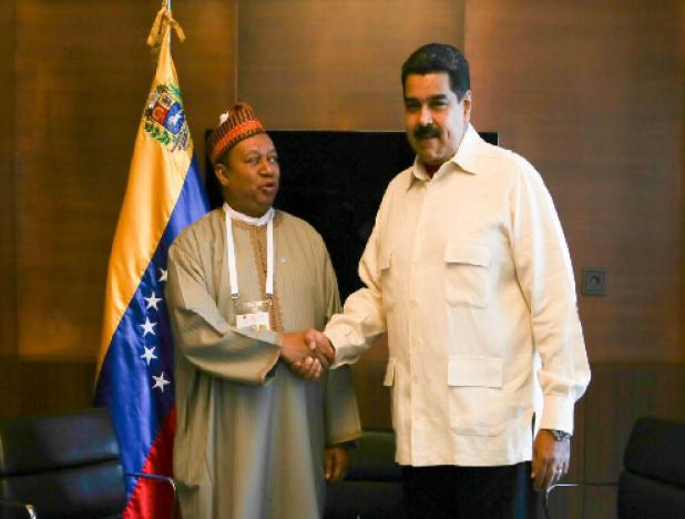 Mohammad Senusi Barkindo y el presidente Maduro