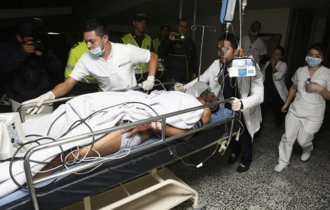 Llegada del futbolista Alan Ruschel al hospital de La Ceja, donde está siendo atendido de urgencia