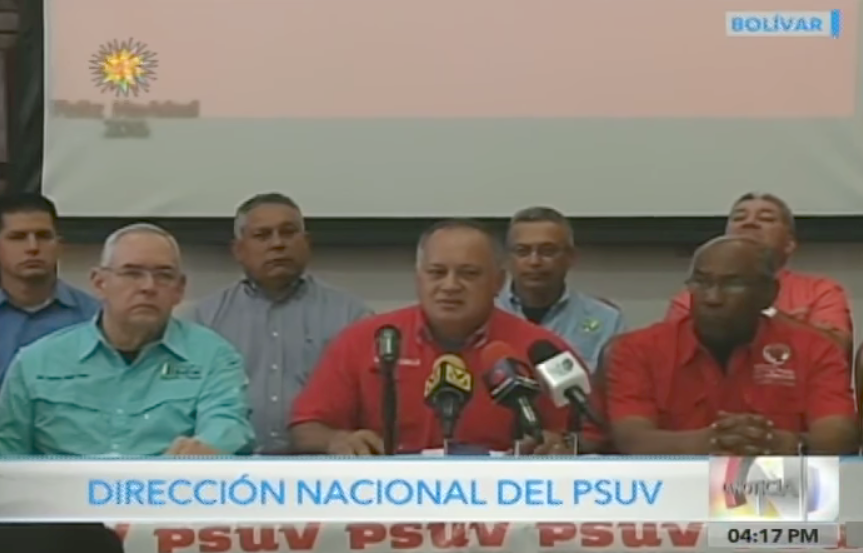 Diosdado Cabello fue el vocero en la rueda de prensa del PSUV desde el palacio de gobierno del estado Bolívar