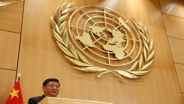 Xi Jinping en la sede de la ONU en Ginebra
