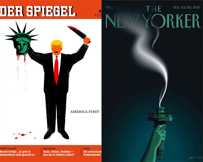 Las portadas de Der Spiegel y The New Yorker
