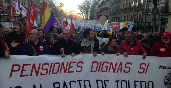 Imagen de la cabecera de la manifestación en Madrid