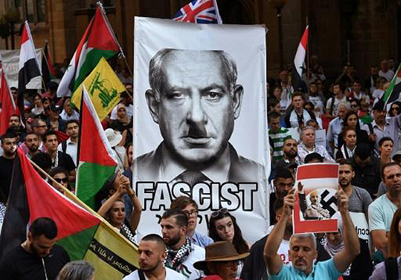 Australianos rechazan en las calles la visita del primer ministro israelí Benyamin Netanyahu.