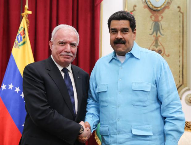 Canciller de Palestina, Riad al Malki y el presidente Maduro