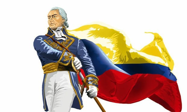 Francisco de Miranda con el tricolor venezolano