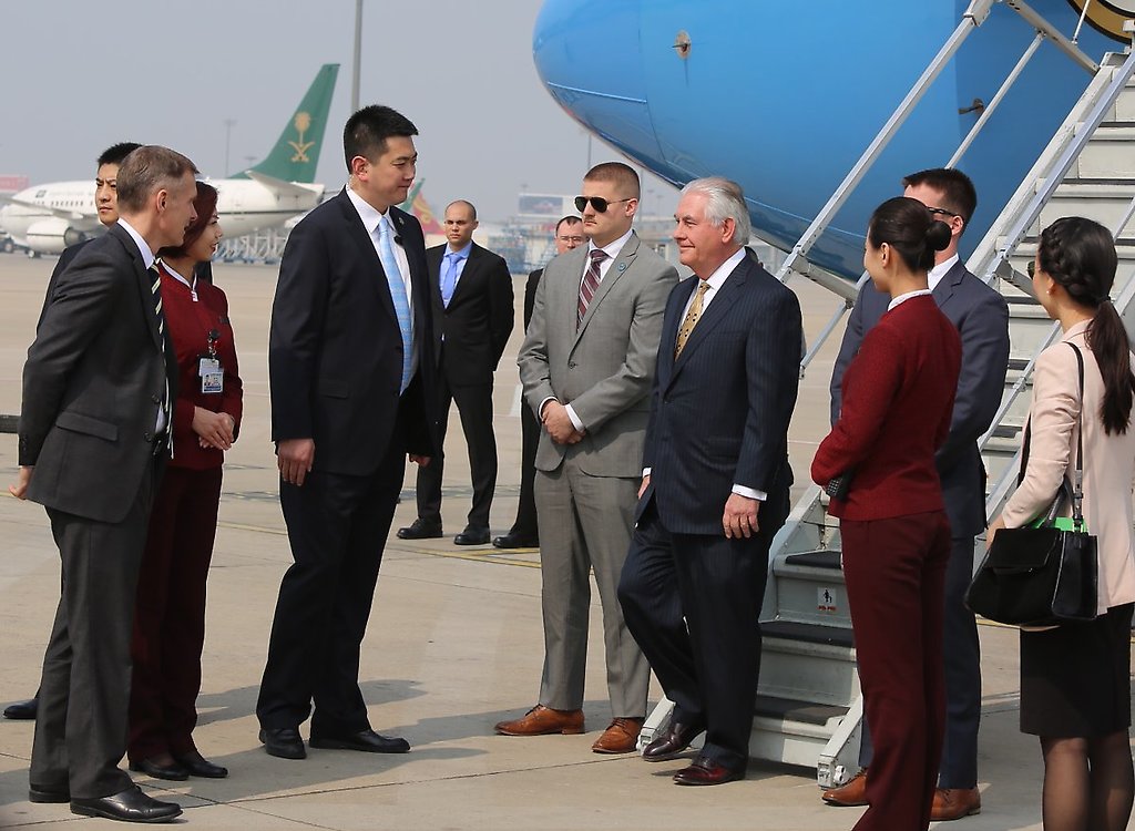 Rex Tillerson a su llegada a China