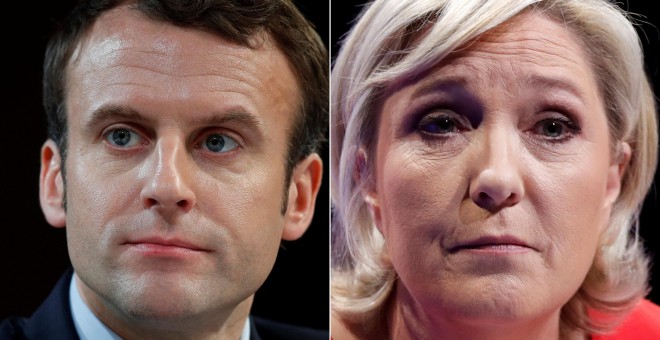 Manuel Macron (En marcha) y Marine Le Pen (Frente Nacional), candidatos a la presidencia de Francia