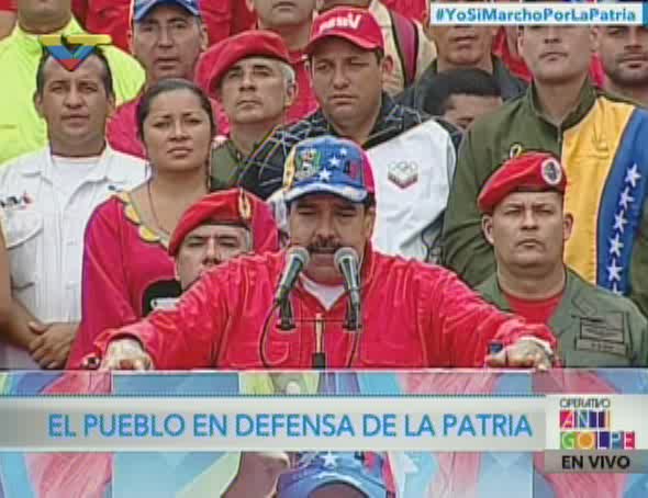 El presidente Maduro durante su discurso en la movilización realizada este miércoles en defensa de la Patria