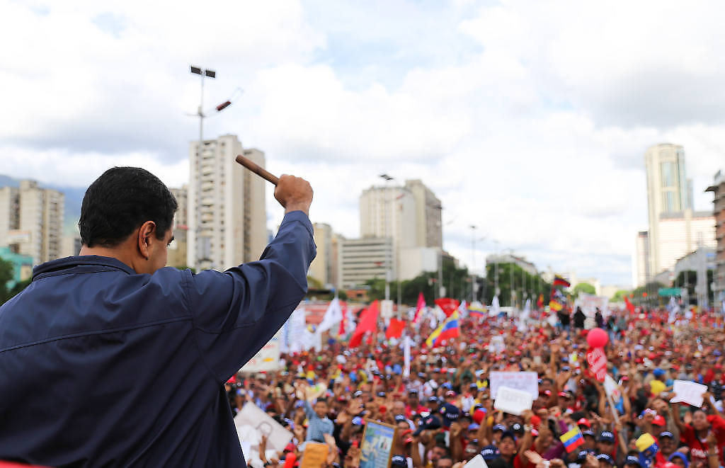 El Presidente venezolano Nicolás Maduro en el acto del 1ro de Mayo, donde anunció la convocatoria a una Asamblea Nacional Constituyente.
