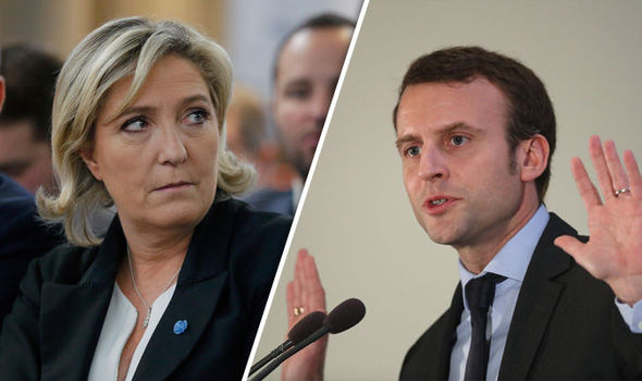 Marie Le Pen y  Emmanuel Macron