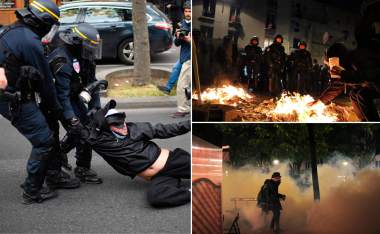la policía francesa reprime con bombas lacrimógenas y balas de goma a manifestantes en Paris.