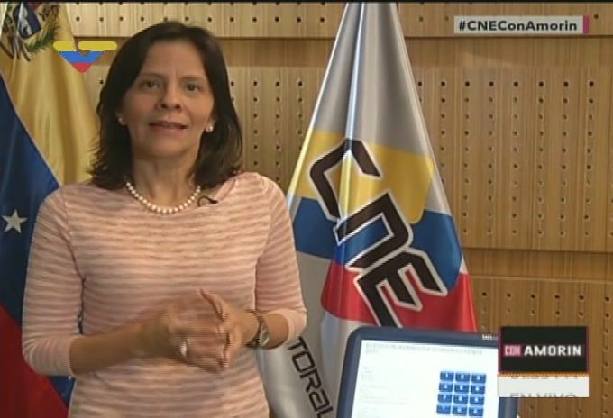 la vicepresidenta del Consejo Nacional Electoral (CNE), Sandra Oblitas.