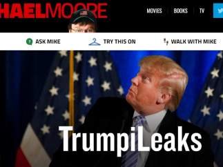 Portada del portal web TrumpiLeaks lanzado por Michael Moore para recabar información sobre Trump
