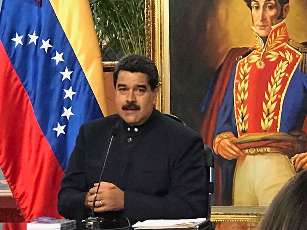 El presidente Maduro durante la rueda de prensa desde el Palacio de Miraflores, en Caracas