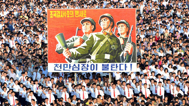 Un multitudinaria manifestación en Pionyang para apoyar al Gobierno de Corea del Norte, el 9 de agosto de 2017.