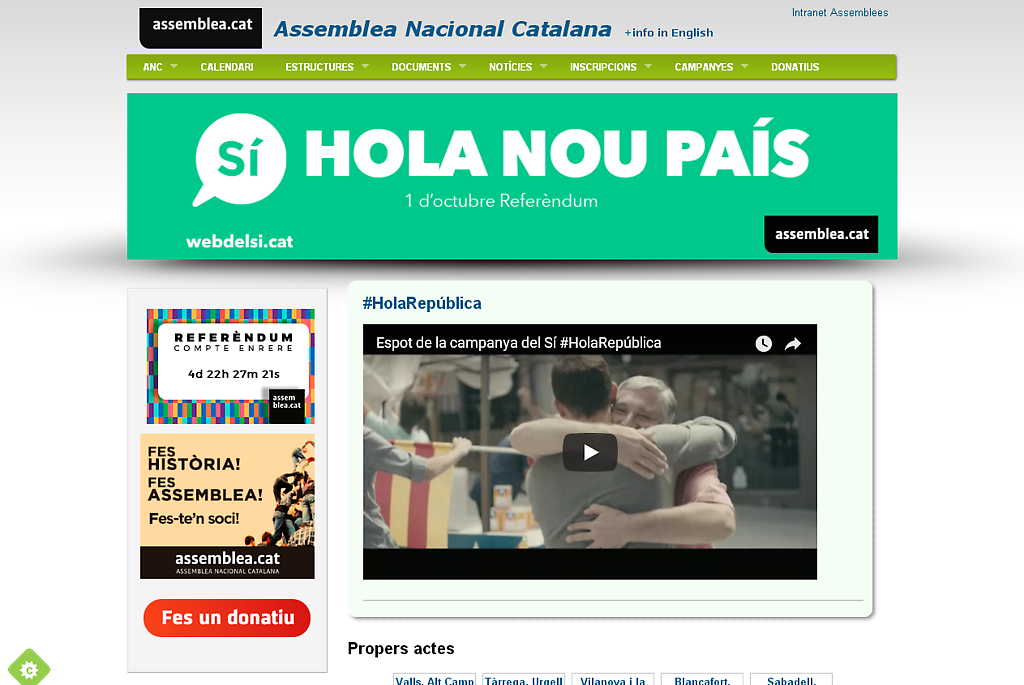 Pese al bloqueo de la página oficial de la Asamblea (www.assemblea.cat), la plataforma independentista ha abierto una nueva web www.assemblea.eu.