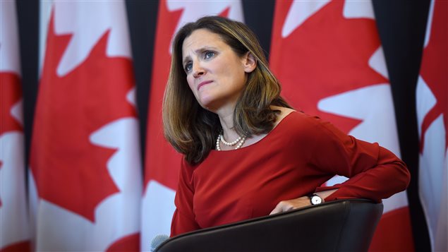 La ministra de Relaciones Exteriores de Canadá,  Chrystia Freeland