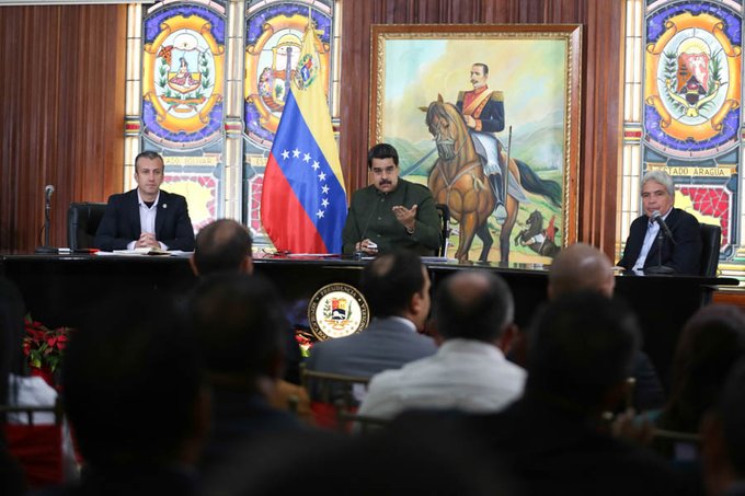 El presidente Maduro en el encuentro con el Consejo Federal de Gobierno en el Palacio de Miraflores, Caracas