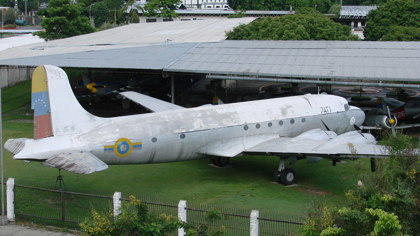 La Vaca Sagrada, el avión donde huyó el dictador Marcos Pérez Jiménez, en el museo aeronáutico de Maracay, estado Aragua.