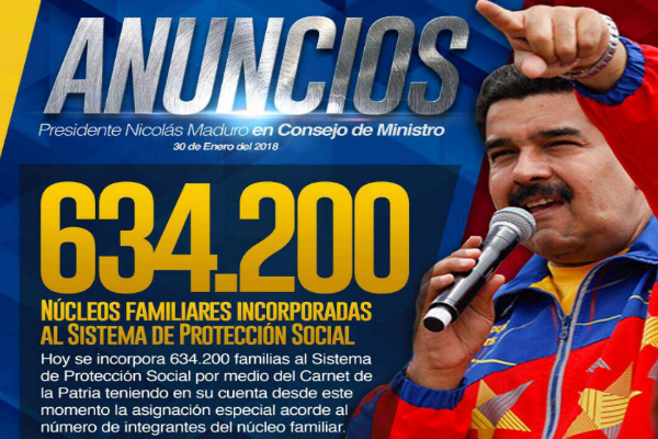 Presidente Maduro anuncia el sistema de bonos económicos