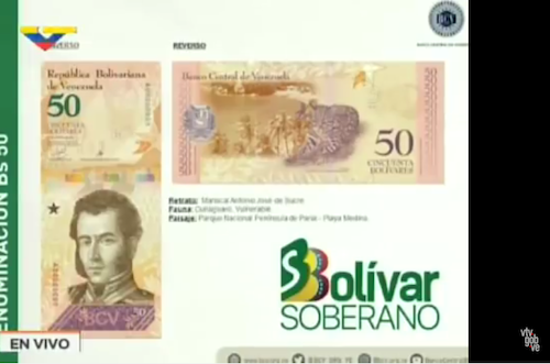 El nuevo billete de cincuenta bolívares soberanos