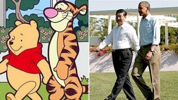 Comparación de Winnie the Pooh y su amigo Tigger con el presidente chino, Xi Jinping, y el expresidente estadounidense Barack Obama