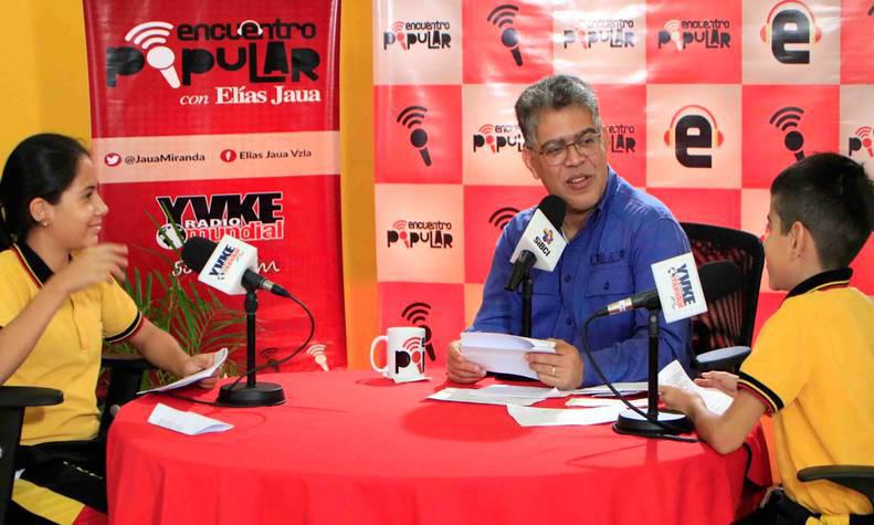 El ministro para la Educación, Elías Jaua, desde el programa Encuentro popular, transmitido por YVKE Mundial.